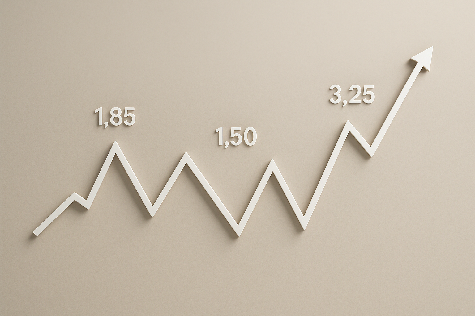 Andamento stilizzato delle quote nel betting con valori decimali e linea in variazione