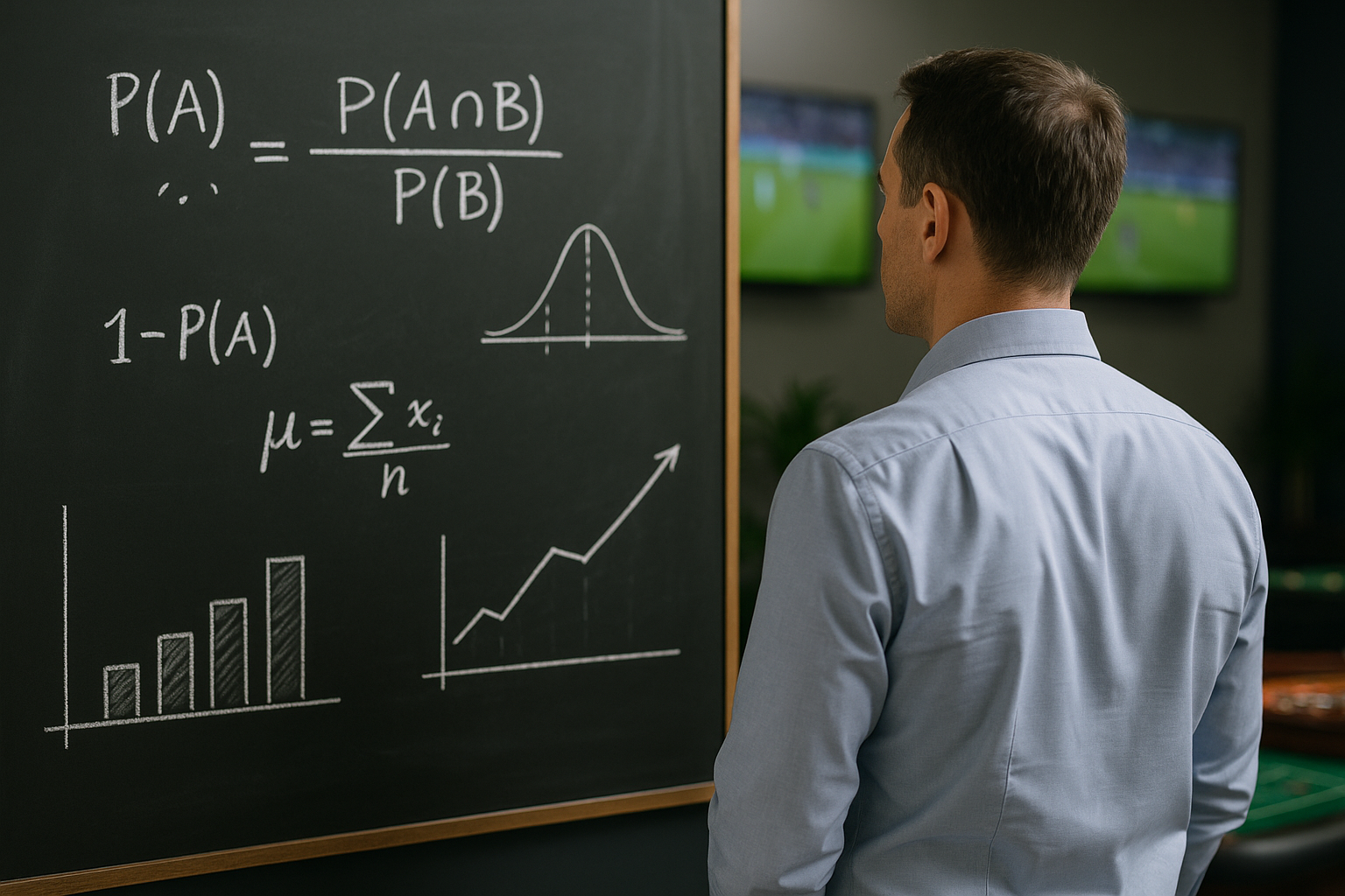 Formule di probabilità e grafici statistici che spiegano il calcolo delle quote sportive