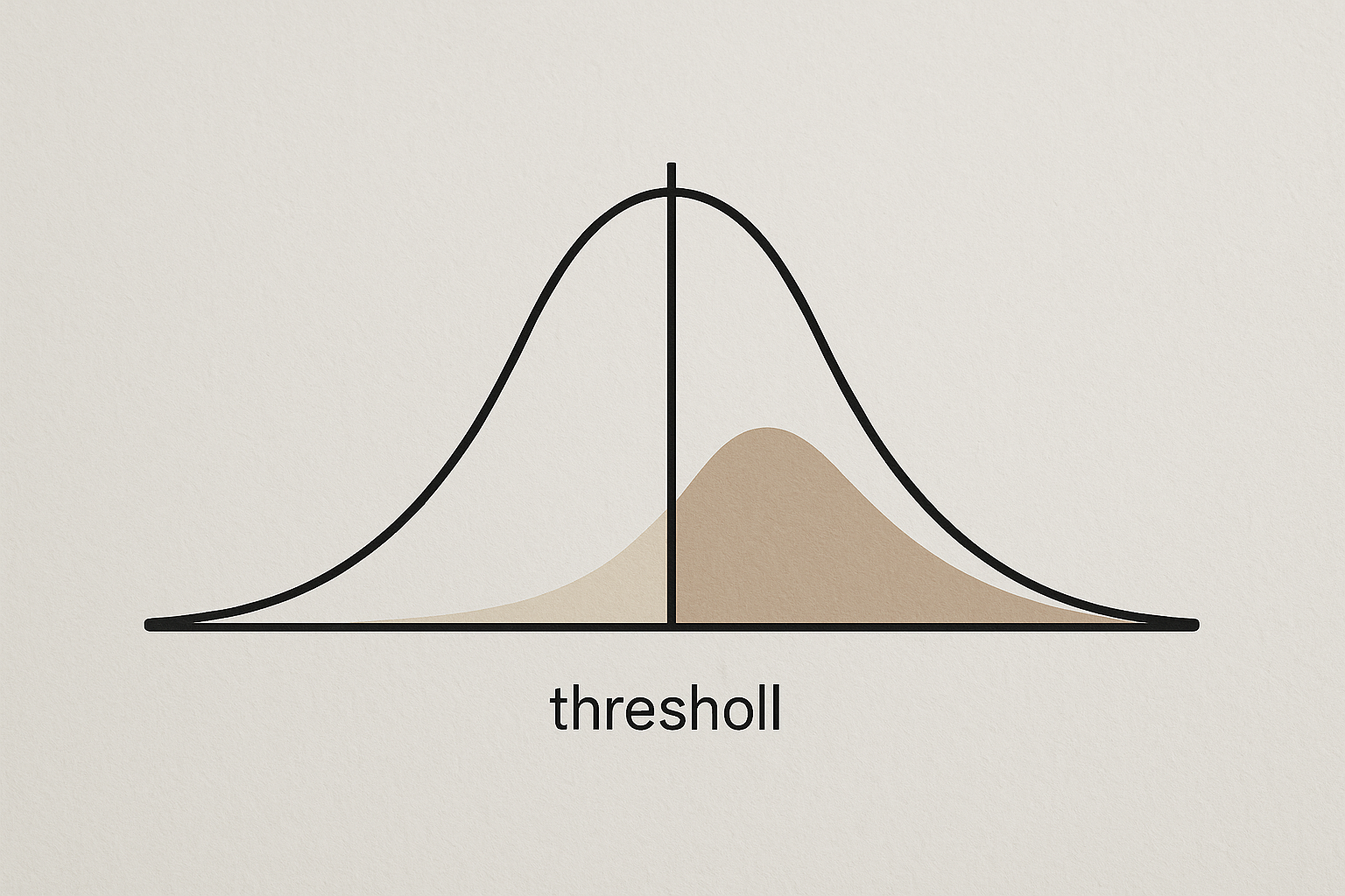 Grafico concettuale che mostra una soglia over/under e la distribuzione di probabilità dei totali
