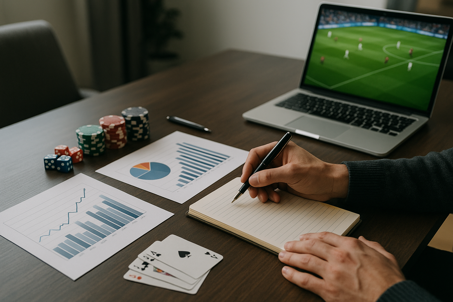 Grafici e appunti statistici usati per analizzare dati storici nelle scommesse sportive