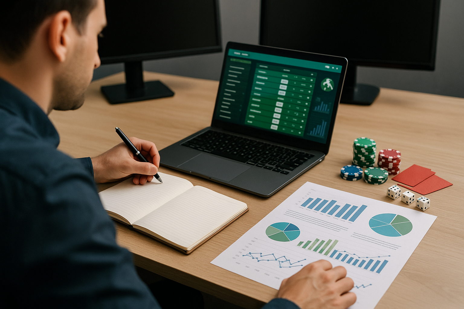 Analisi statistica di eventi sportivi con grafici e appunti per valutare quote e probabilità