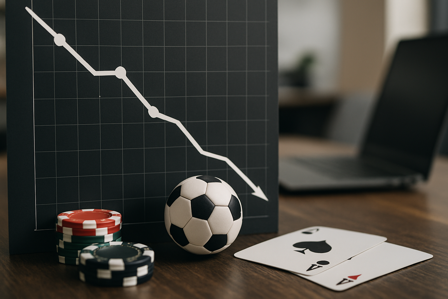 Andamento in discesa delle quote nelle scommesse sportive rappresentato in modo astratto