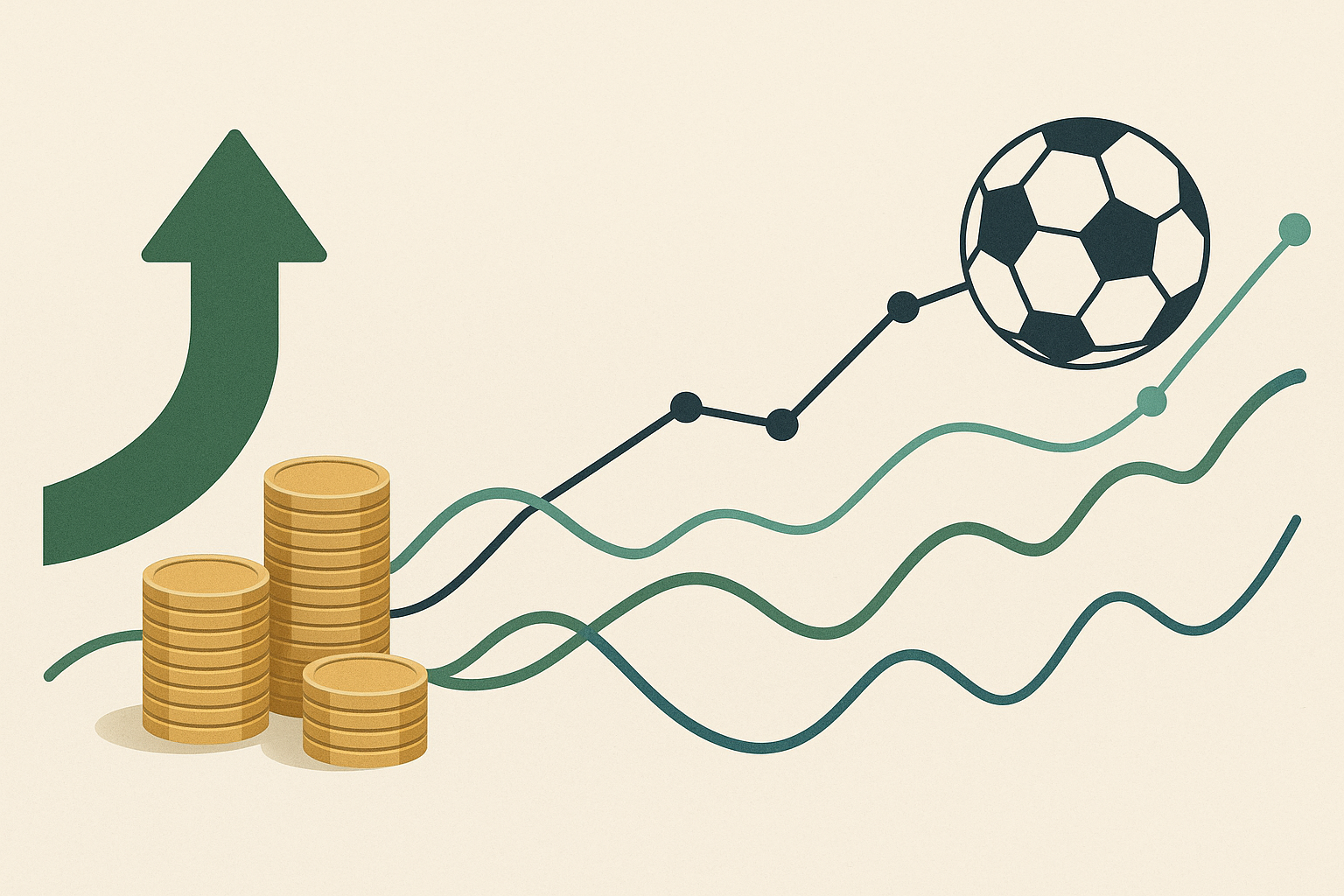 Grafico astratto che rappresenta il volume di gioco e le variazioni delle quote nei grandi campionati
