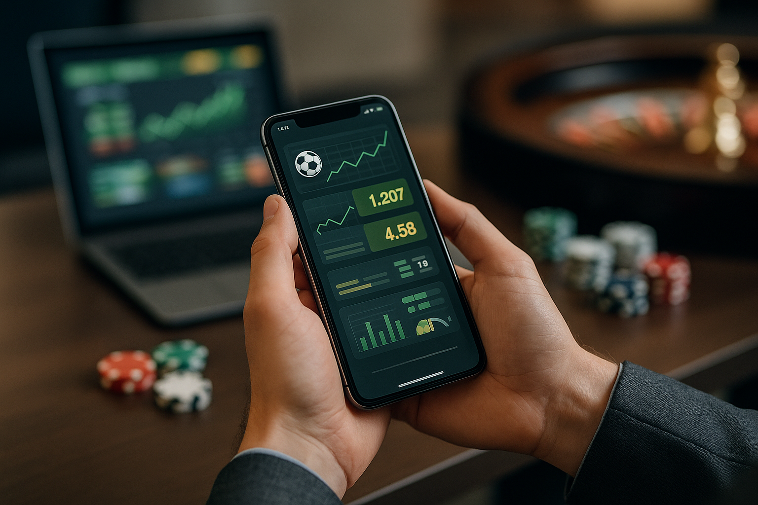 Utente che consulta quote e statistiche di betting su smartphone in un contesto digitale
