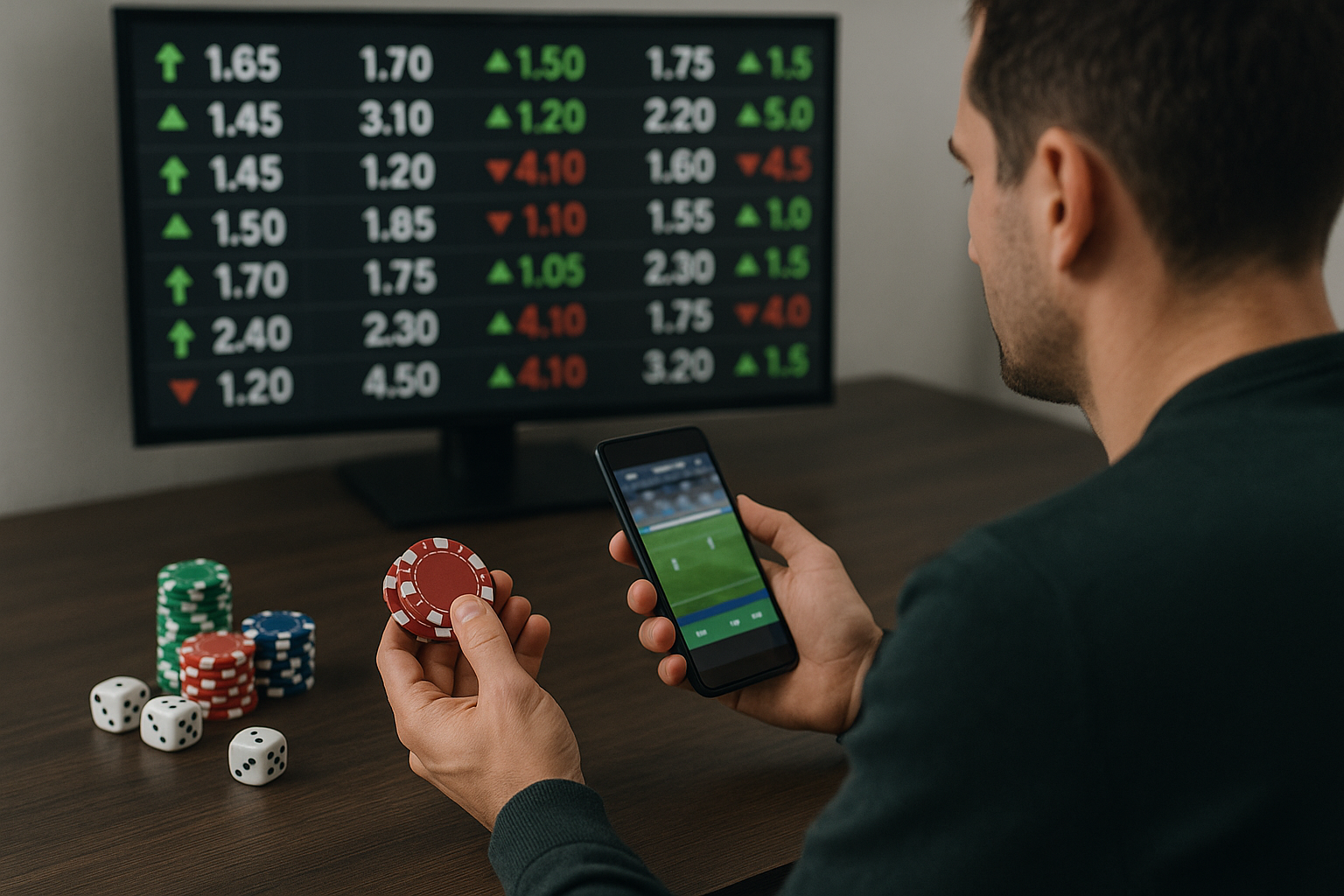 Tabellone digitale con quote sportive e indicatori di variazione