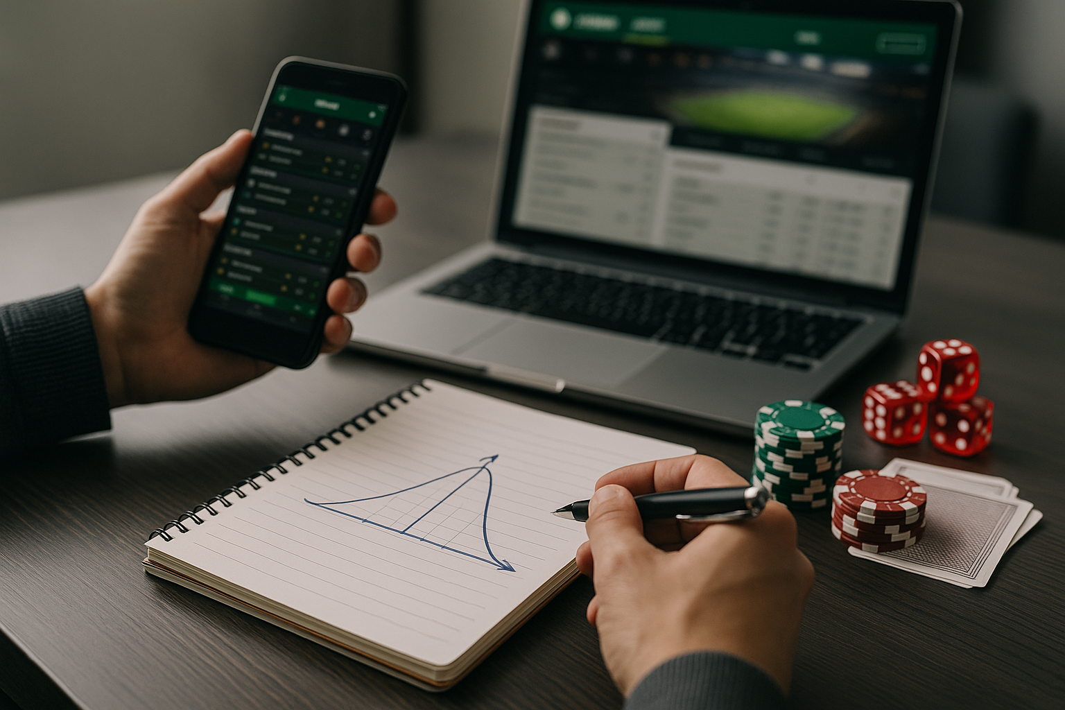 Analisi di quote e gestione del rischio con cash out su una scrivania