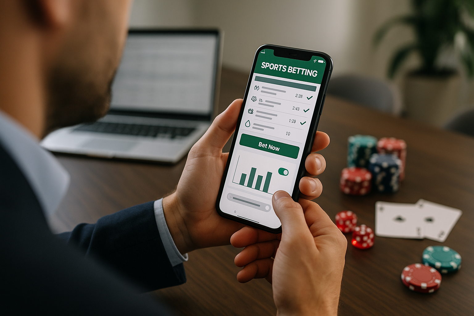 Smartphone con interfaccia generica di app di betting e strumenti di controllo delle giocate