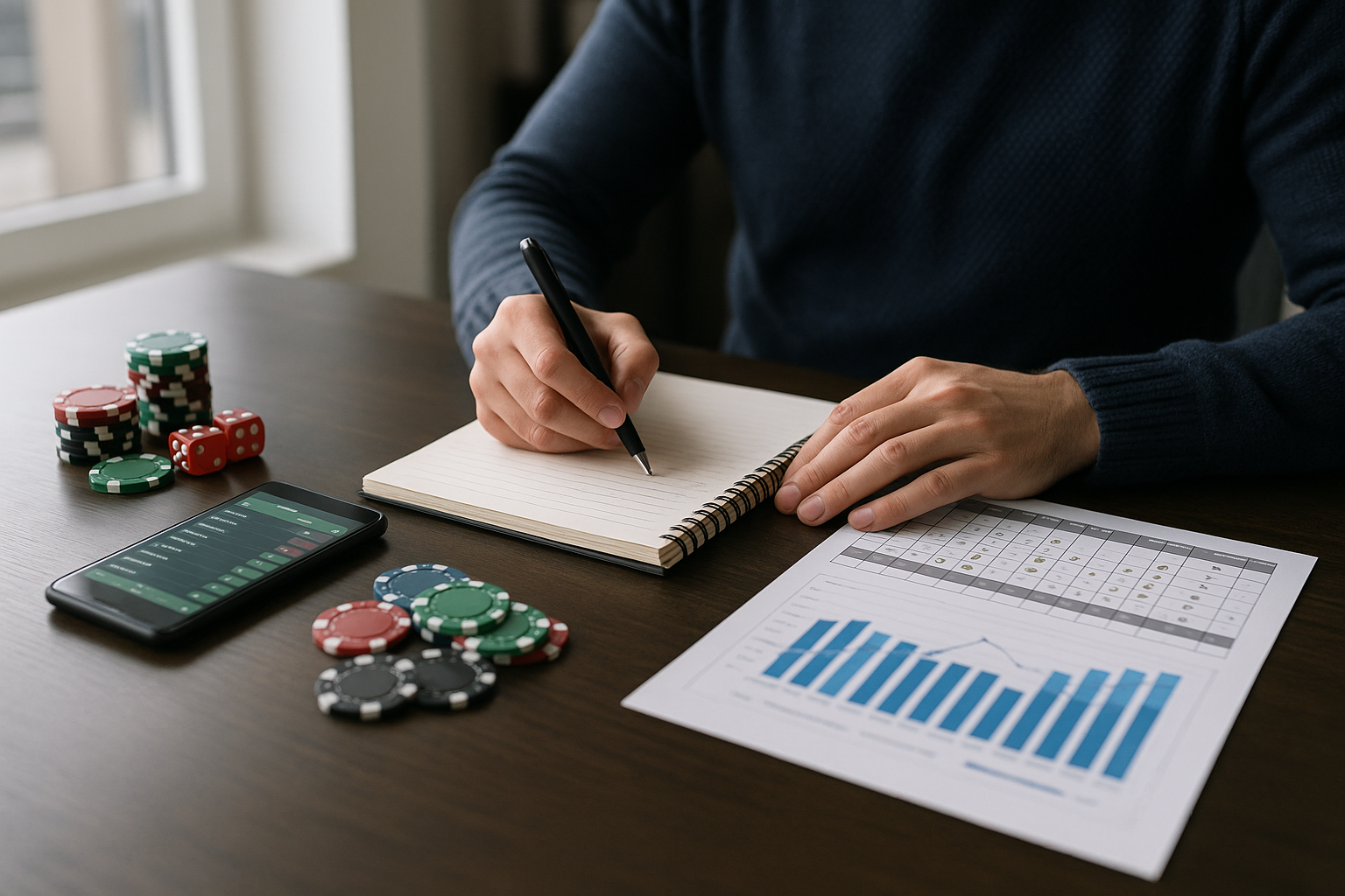 Analisi pre match con appunti, statistiche e calendario prima di un evento sportivo