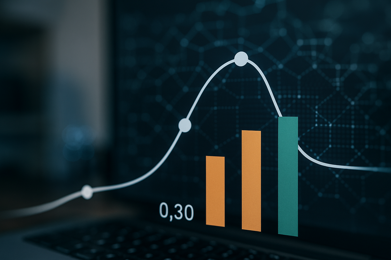 Grafico di quote probabilistiche su sfondo blockchain stilizzato