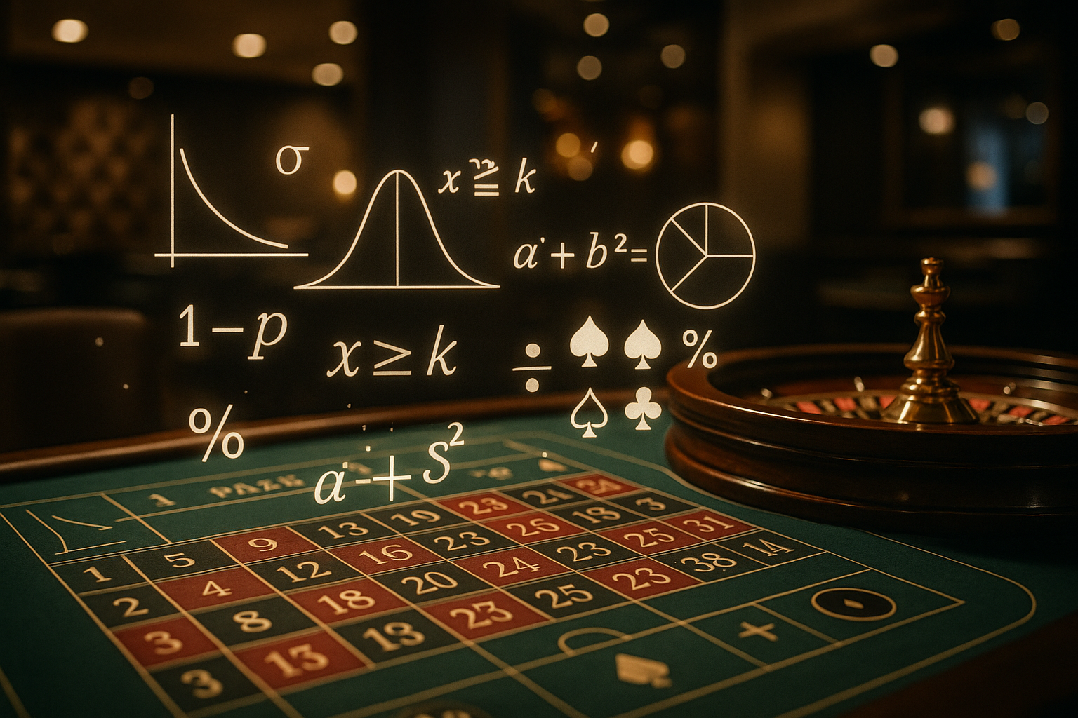 Illustrazione concettuale di matematica e probabilità applicate ai giochi da casino