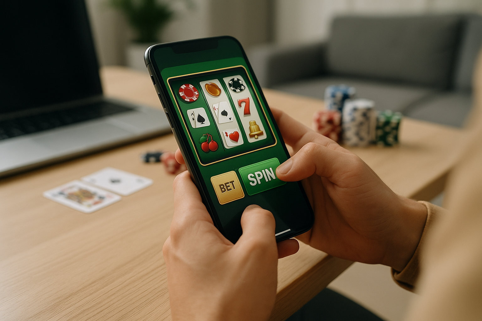 Uso di uno smartphone per giocare su piattaforme casino mobile con interfaccia semplice e comandi grandi